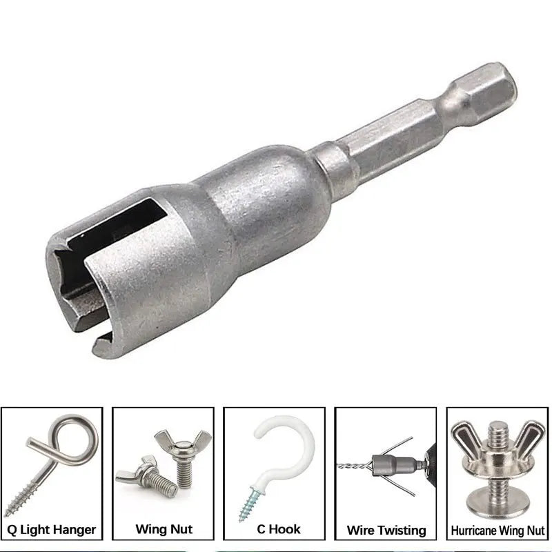 Natural Slotted Butterfly Hole Socket Wrench – Wing Nut Socket Tool with 65mm Hexagonal Handle for Electric Screwdriver