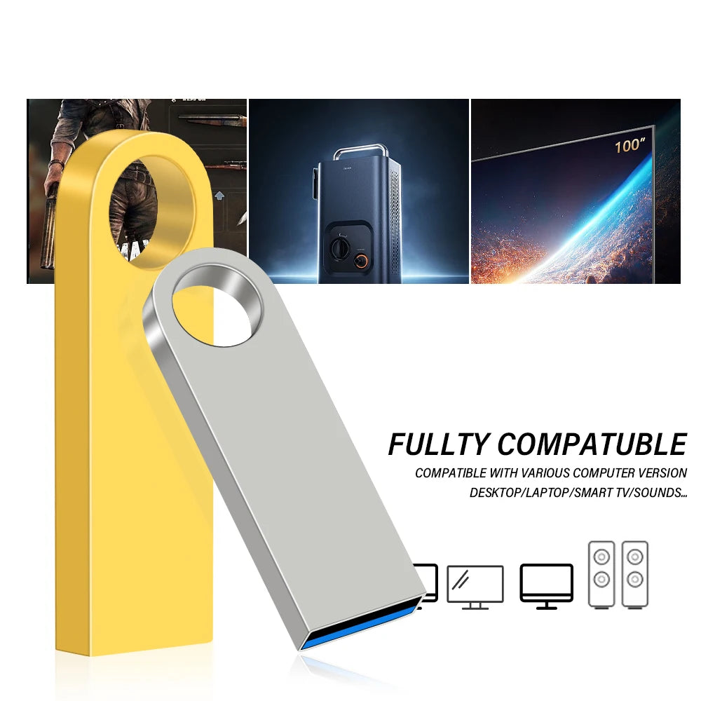 Metal USB Flash Drive Pendrive 8GB 16GB 32GB 64GB High Speed Memory Stick U Disk 128GB waterproof Key Ring Gift metal stick key
