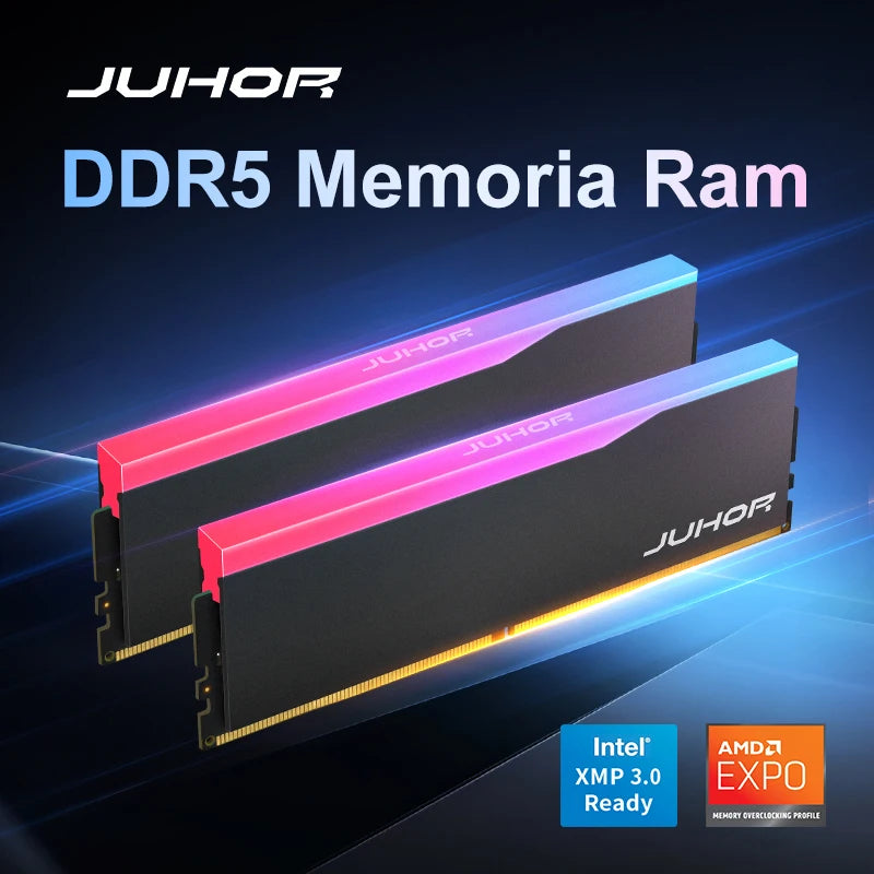 JUHOR Memoria Ram DDR5 RGB 16GB 6000MHz 6400MHz Desktop PC5 Computer High Performance Dimm Memory