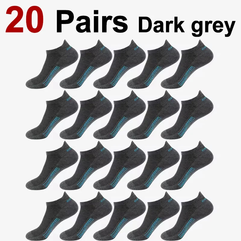 5/10/20 Pairs Men Short Socks Trendy High-Quality Low Cut Round Neck Ankle Socks Mesh Breathable Versatile Casual Men Boat Socks