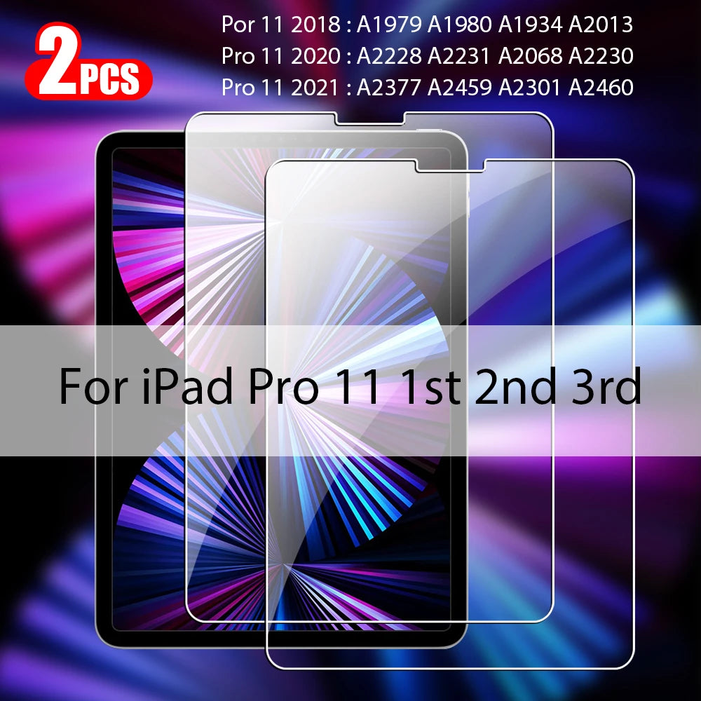 2Pcs Tempered Glass Screen Protector For Ipad Pro 13 12.9 M4 Air 11 M3 M2 5 4 Mini 6 7 9 9th 10 10th Generation A16 Accessories