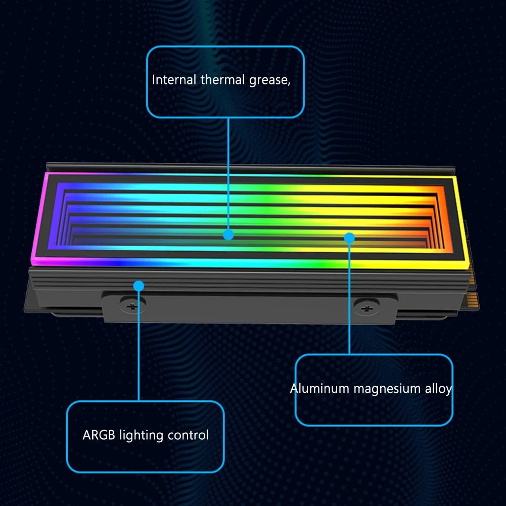 5V/3Pin ARGB AURA Sync Computer 2280 SSD M2 Radiator Aluminum PC RGB M.2 Nvme Cooler Heatsink Solid State Drive Heat Sink Cooler