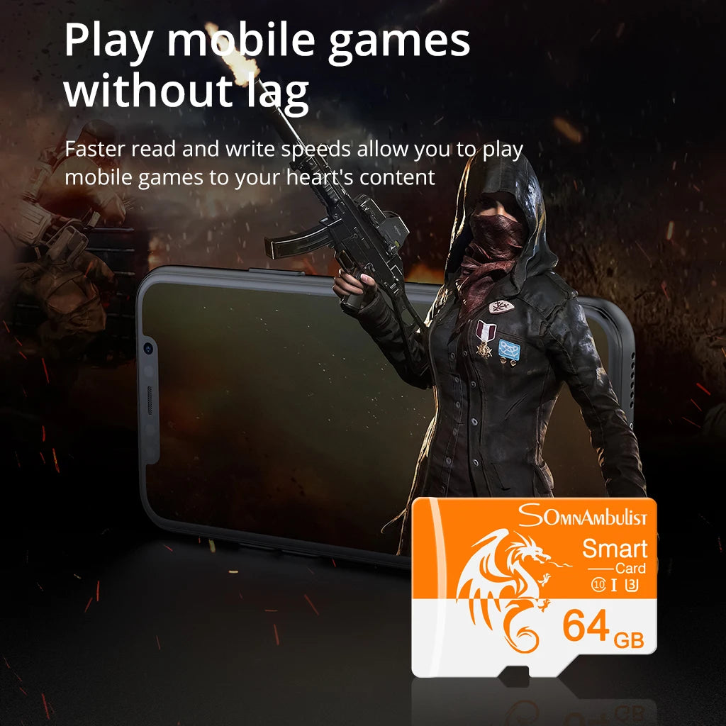 SomnAmbulist Memory Card 64GB High Speed Mini TF Card C10 U3 A1 for Drone Audio Surveillance Device 64GB TF Card