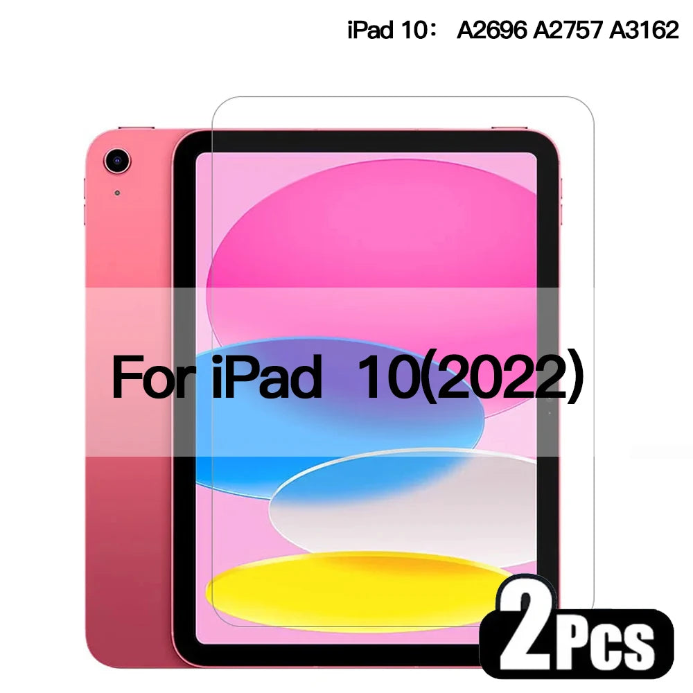 2pcs Tempered Glass Screen Protector for iPad Pro 12.9 11 air4 5 10.9 mini6 4 5 1 2 3 5th 6th 7th 8th 9th 10.2 10.5 9.7 2015