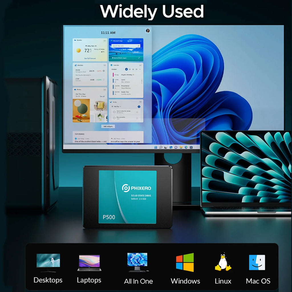 PHIXERO SSD HDD 2.5 Hard Disk SSD 1TB 2TB 512GB 128GB 256GB HD SATA 4TB Disk solid state drive Internal Hard Drive for Laptop PC