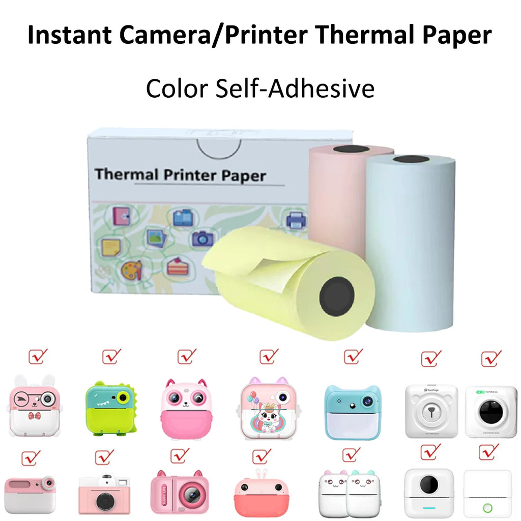 Kids Camera Instant Print Refill for Kids Instant Camera Thermal Printing BPA Free,57x25mm White Non-Adhesive Photo Print Rolls