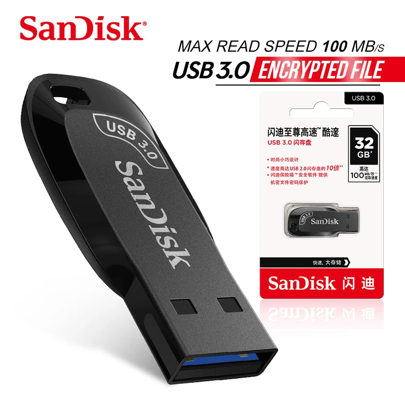 SanDisk USB 3.2 64GB USB Flash Drive CZ410 Pen Drive Memory Stick Black U Disk Mini Pendrive Black External Storage for Laptop