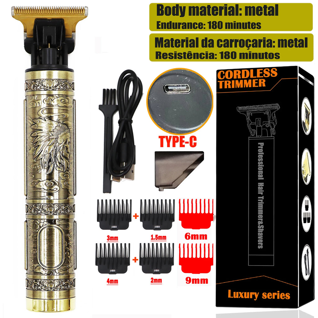 2025 T9 HairClipper Beard Shaving Body Hair Trimmer Clippers Electric Machine Men Haircut Machine 0mm Barber ShaverDragon Carved