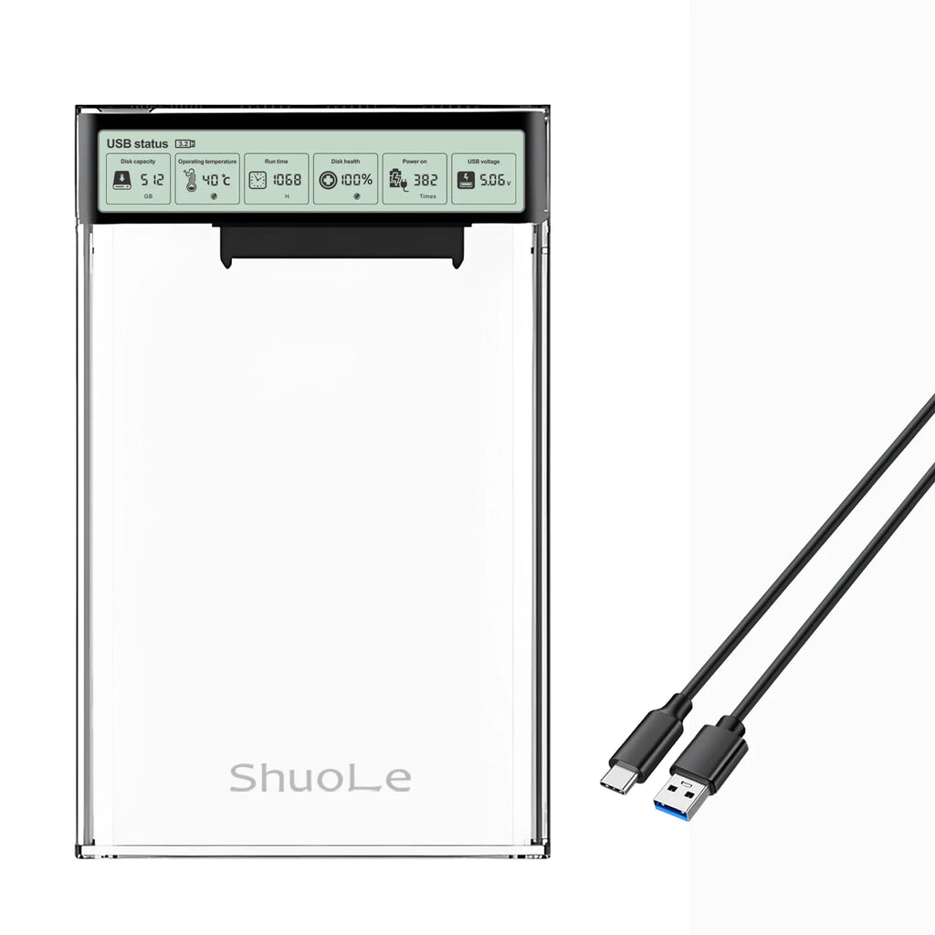 HDD Case Enclosure Box 2.5 SSD SATA To USB 3.2 With 5Gbps Adapter External Housing Hard Drive Box Transparent