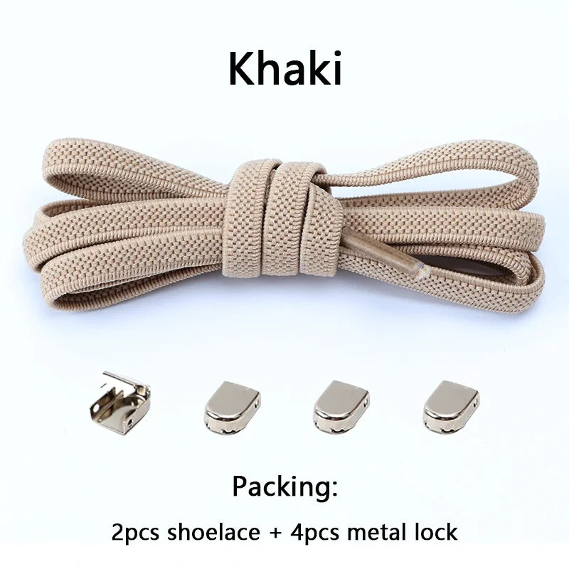 No Tie Shoe Laces Flat Elastic Shoelaces for Sneakers Tieless Shoelace Expand Shoestrings One Size Fits All Adult and Kids Shoes
