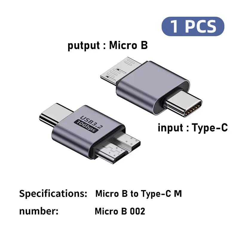 Micro B USB C 3.0 Male to Type C Female Adapter Type-C USB3.0 Micro B Connector for External Hard Drive Disk HDD Cable Adapter