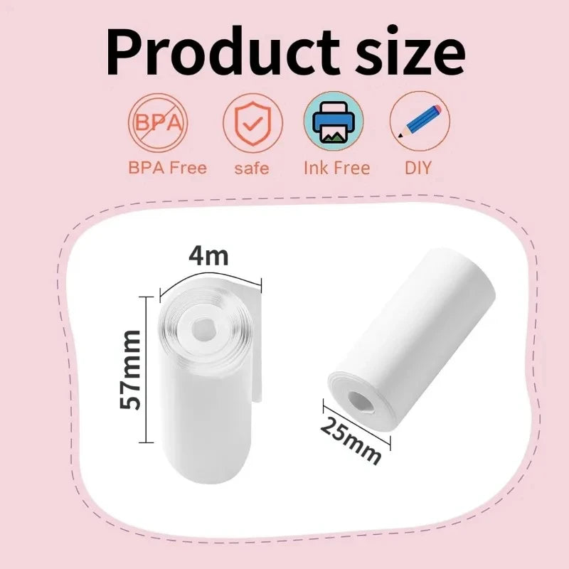 Kids Camera Instant Print Refill for Kids Instant Camera Thermal Printing BPA Free,57x25mm White Non-Adhesive Photo Print Rolls