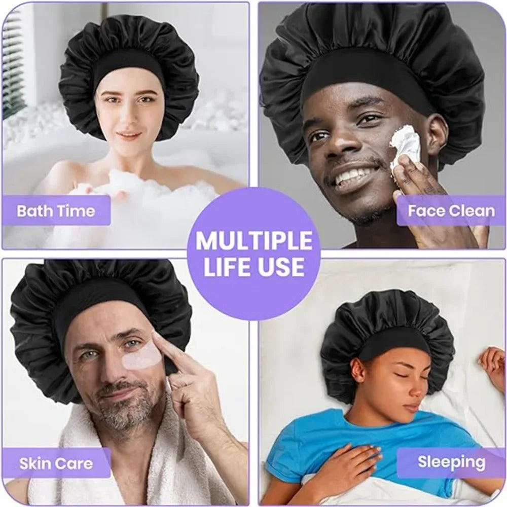 Satin Wide-brimmed Nightcap Styling Silk Headband for Sleeping Nightcap with Elasticated Floppy Band Cap Hair Shower Cap