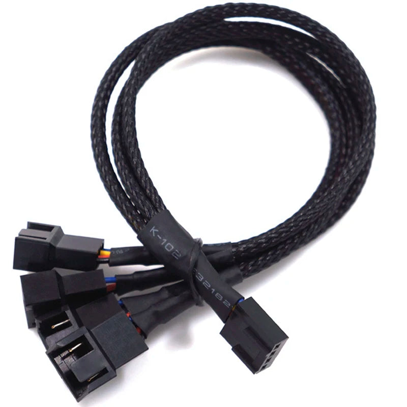 New 4 Pin Pwm Fan Cable 1 To 4/3/2/1 Ways Splitter Black Sleeved 27cm Extension Cable Connector Pwm Extension Cables