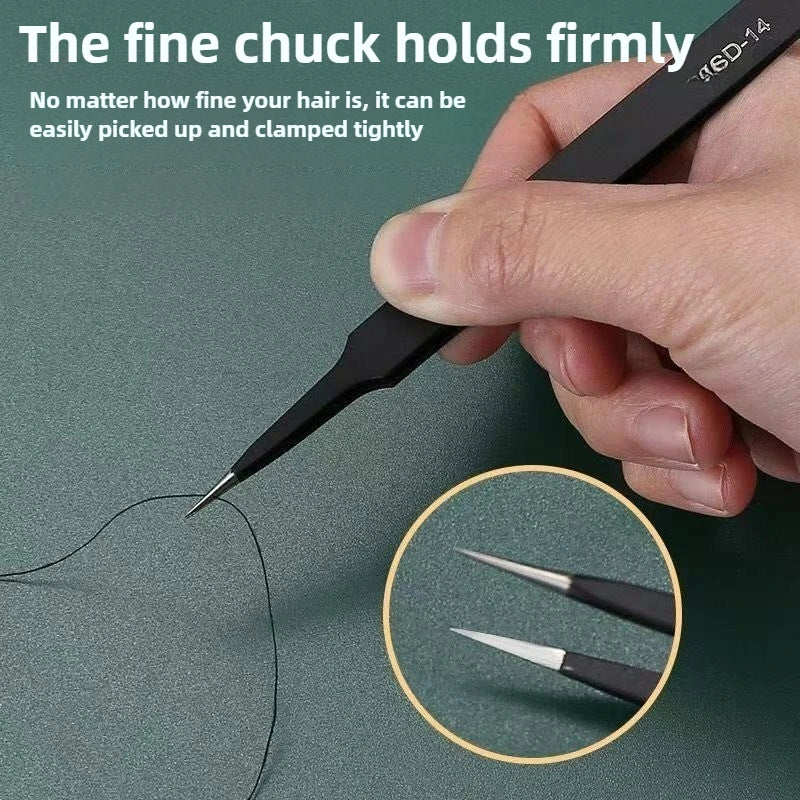 Precision ESD anti-static tweezers set -6-pc durable stainless steel tool for electronic repair and process modeling, bending&St