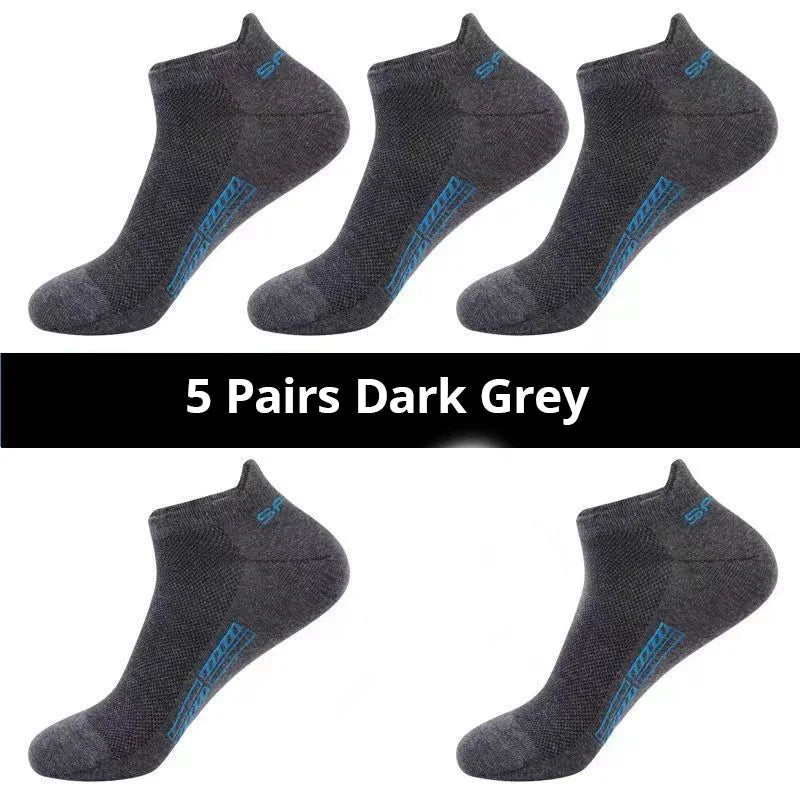 5/10/20 Pairs Of Mens Summer Thin Mesh Breathable Mens Polyester Sports Socks Sweat Absorbing Short Socks