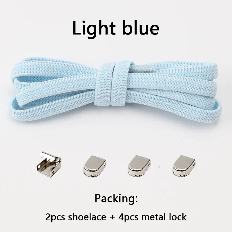 No Tie Shoe Laces Flat Elastic Shoelaces for Sneakers Tieless Shoelace Expand Shoestrings One Size Fits All Adult and Kids Shoes