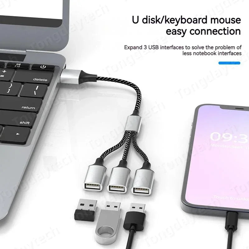 Répartiteur de Hub USB de Type C à 4 ports, Transmission rapide de données, adaptateur OTG Extensions de Hub USB multi-appareils