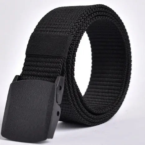 1pc Men's Canvas Belt Plastic Buckle Metal-Free Nylon Tactical Waist Belt Women's Belt Outdoor Hiking Webbing Belt Neutral Belts