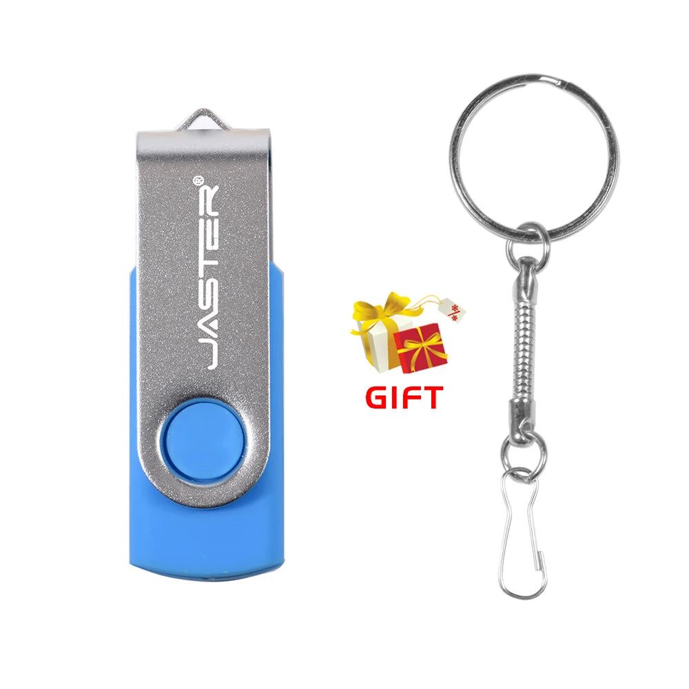 JASTER Rotatable Colorful USB 2.0 Flash Drive 128GB Creative Gift Memory Stick 64GB Silver Clip Pen Drive 32GB U Disk 16GB 8GB