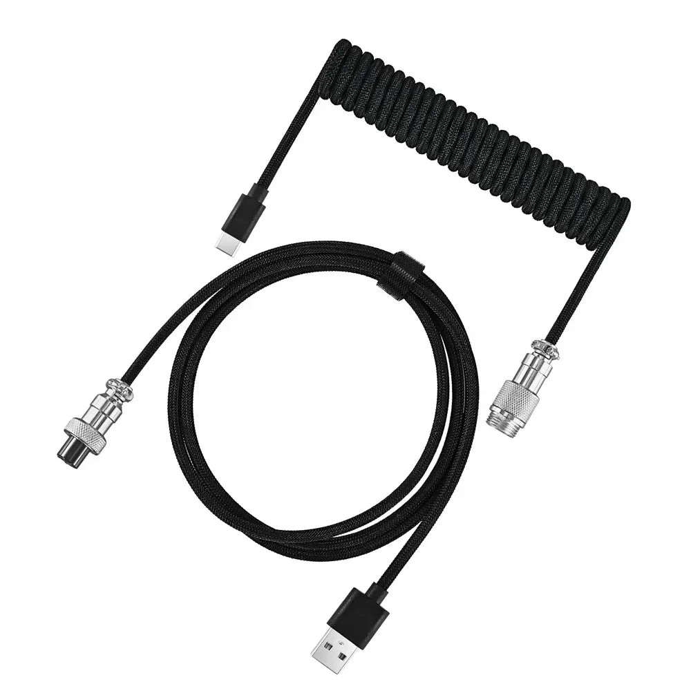 Mechanical Keyboard Coiled Cable, Type-C USB Port, Aviator Coiling Cable for Gaming and Desktop Computers
