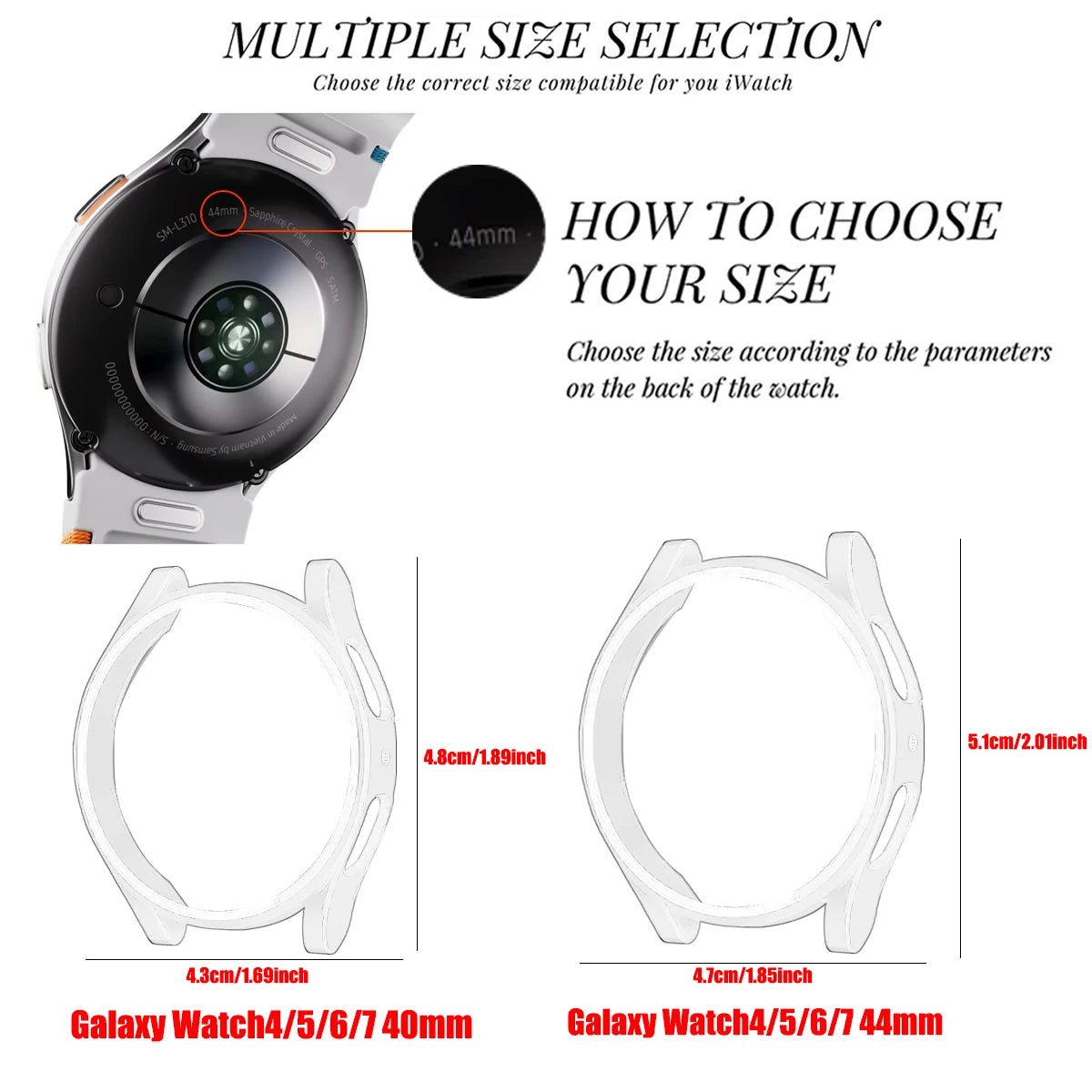 Galaxy Watch 4 5 6 40mm 44mm Cover for Samsung Galaxy Watch5 Pro 45mm Protection Case Plastic Coverage Protector Bumper no glass