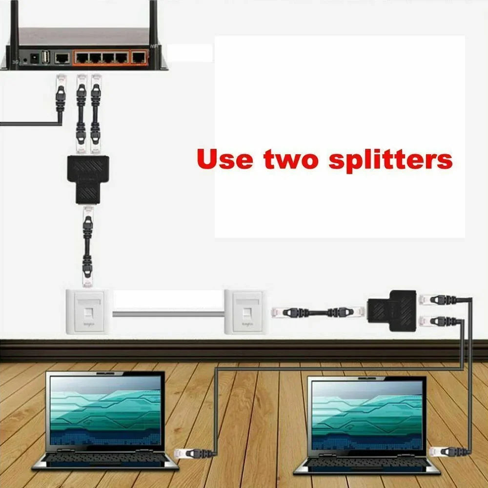 8P8C adapter connector network RJ45 distributor Ethernet 1-on-2 expander plug(Suggest using two together)