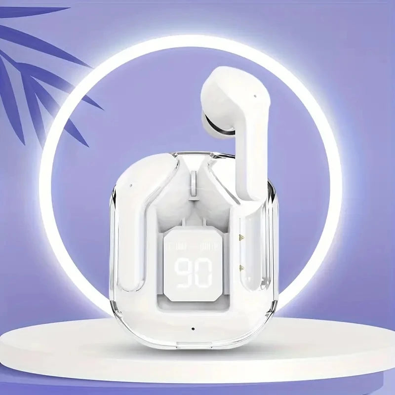 Original T2 Wireless Bluetooth Earphone Transparent HIFI Headphones LED Power Digital Display Stereo Sound Earphones for Phone