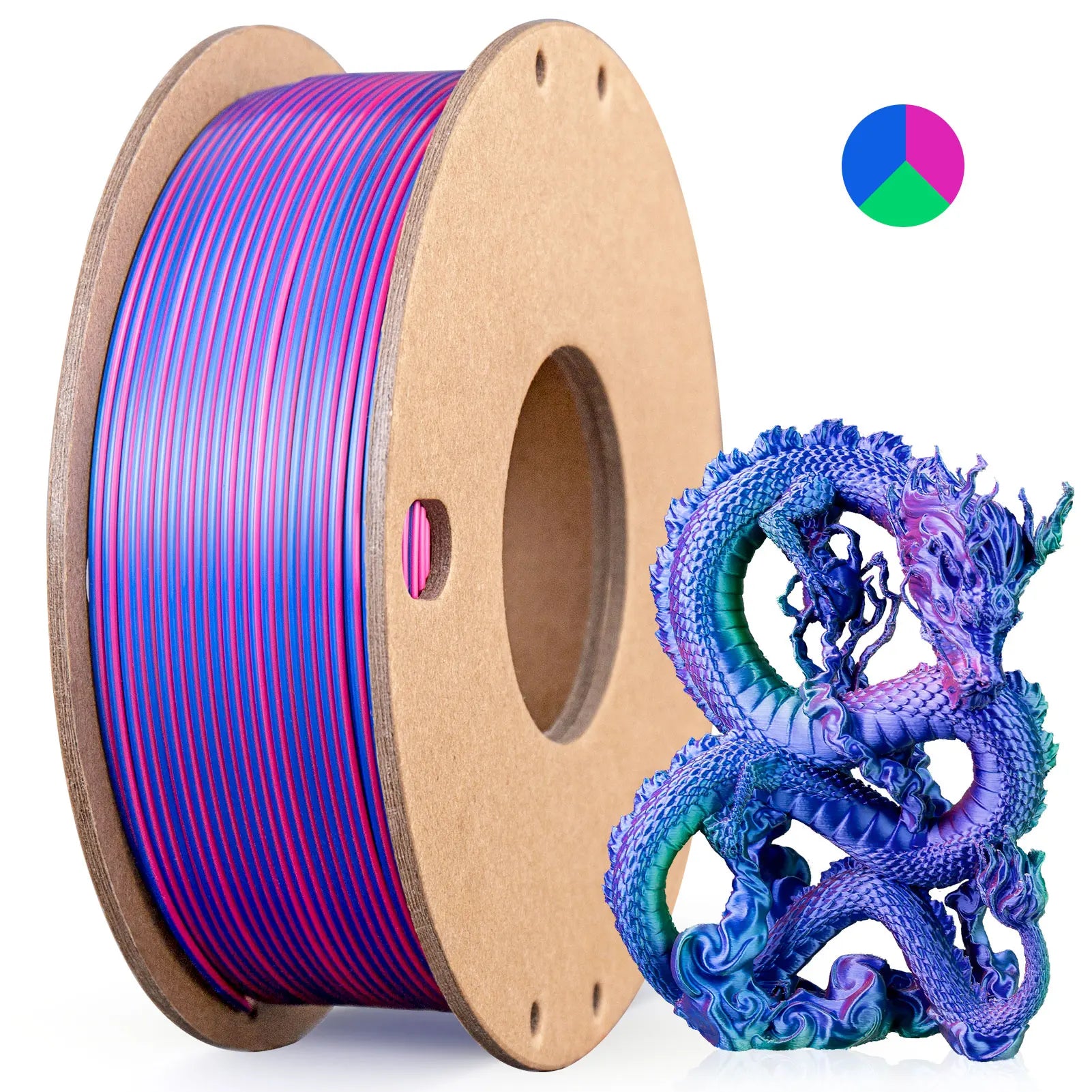 Multicolor 3D Printer Filament,Dual/Tri Color 1.75mm PLA Silk Shiny Printing Filament,250g(0.55lbs) Fit Most FDM 3D Printer