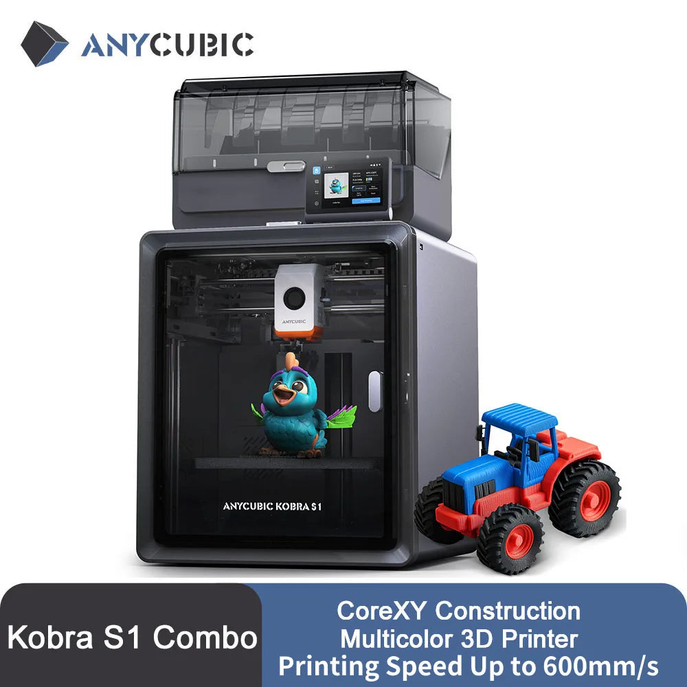 Anycubic Kobra S1 Combo Multi-Color 3D Printer Max Speed 600mm/s Core XY Stable Structure High Precision Ultra-Quiet 3D Printer