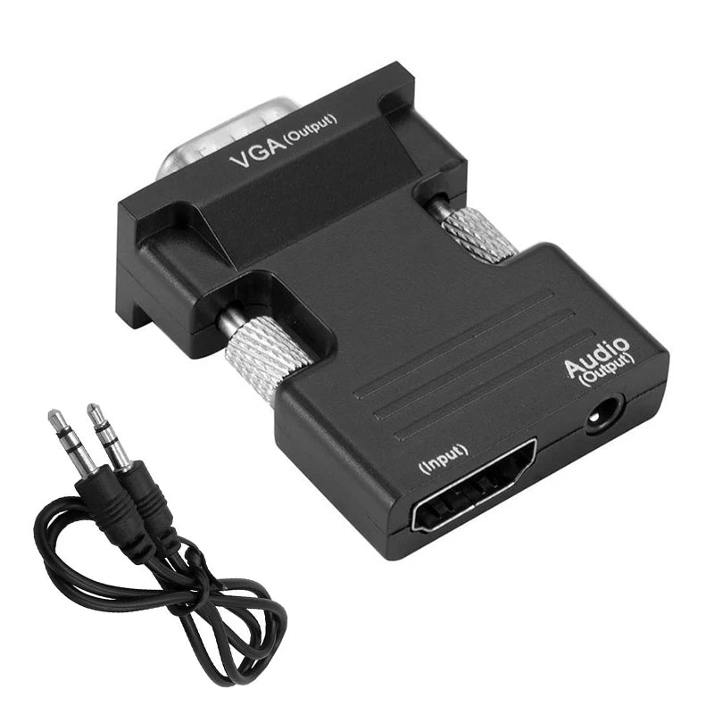 HDMI-Compatible To VGA Adapter Converter TV Box 1080P PC Aux Jack 3.5 Video Audio Cable Projector Monitor Display Port