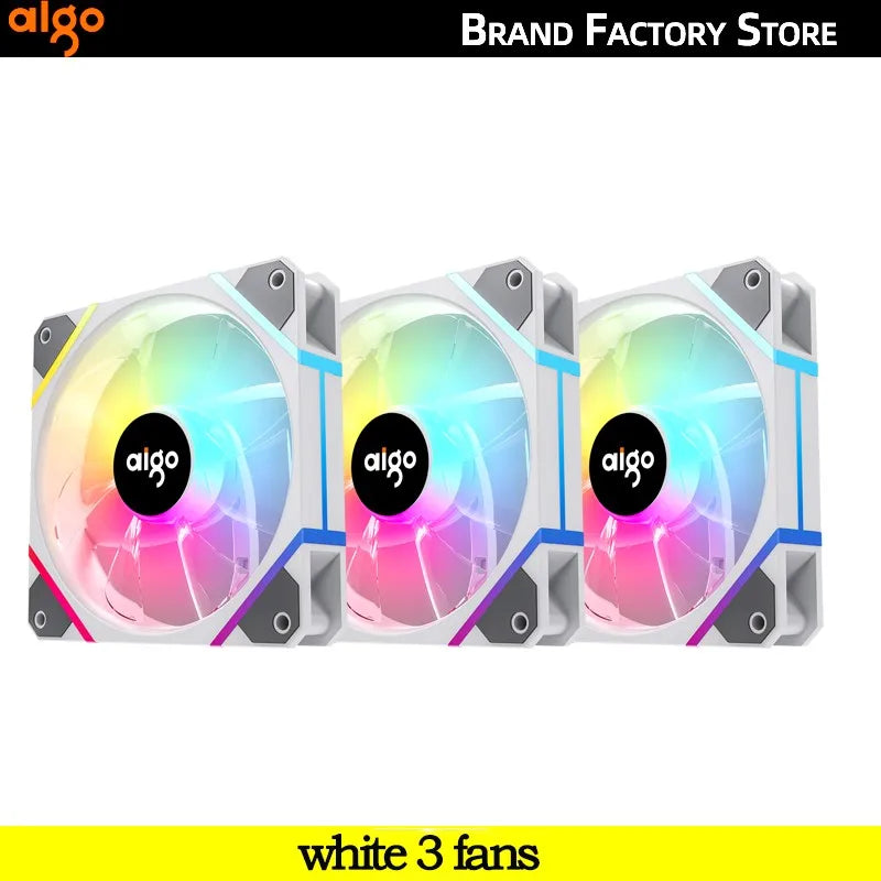 Clearance_Aigo AM12PRO Rgb Fan Ventoinha PC 120mm Computer Case Fan Kit Water Cooler 4pin PWM CPU Cooling Fans 3pin5v argb 12cm