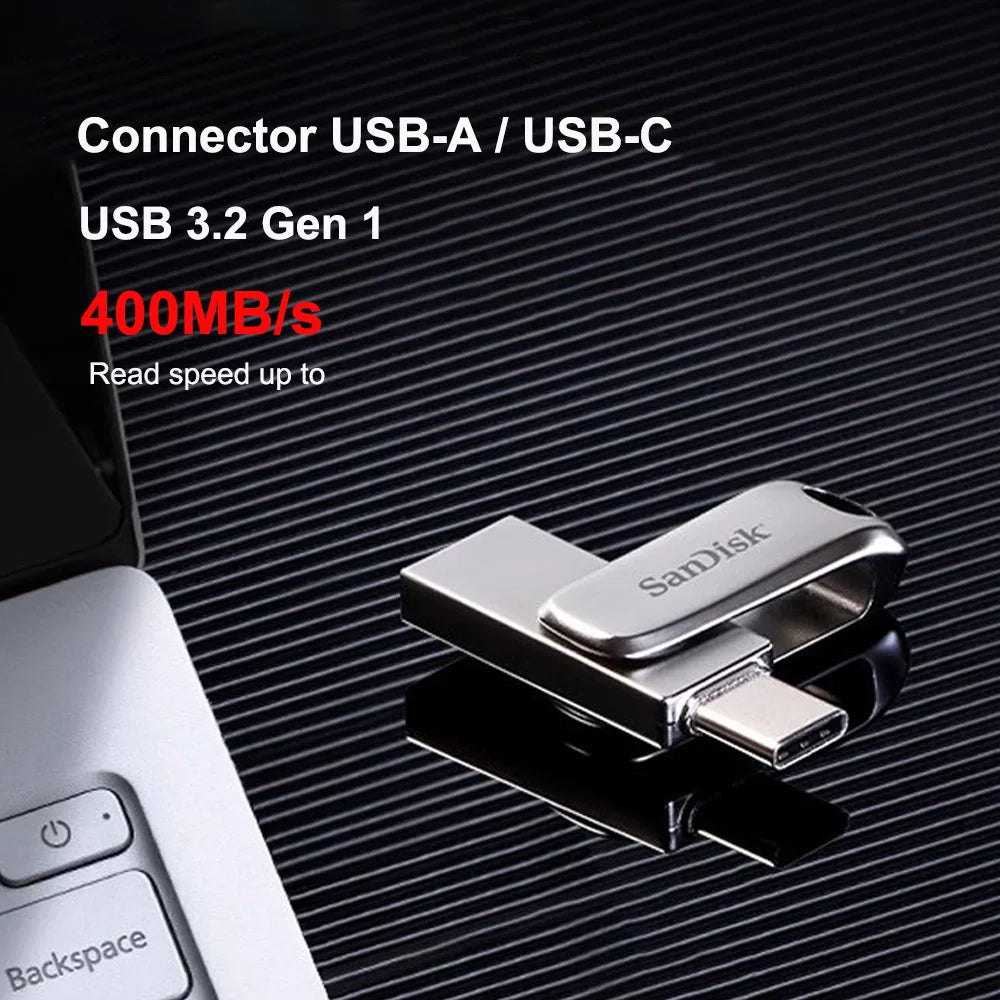 SanDisk Ultra Dual Drive Luxe USB Type C Flash Drive 512GB 256GB 128GB 64GB Metal USB 3.2 Gen 1 USB Type A OTG Flash Drive