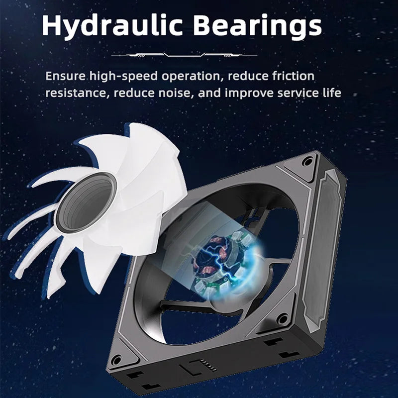 COOLCIRC PC Case Fan 120mm ARGB  Mirror Cycle Light Effect CPU Cooler Fan 4PIN PWM 58.36CFM Fan for Computer Water Cooler