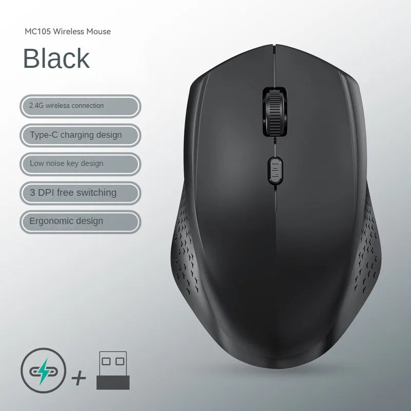 Bluetooth 5.2 Mouse 2.4G Wireless Mouse Dual-Mode Silent Mouse Rechargeable Gaming Mouse 1600DPI For Laptop Computer Win Mac OS