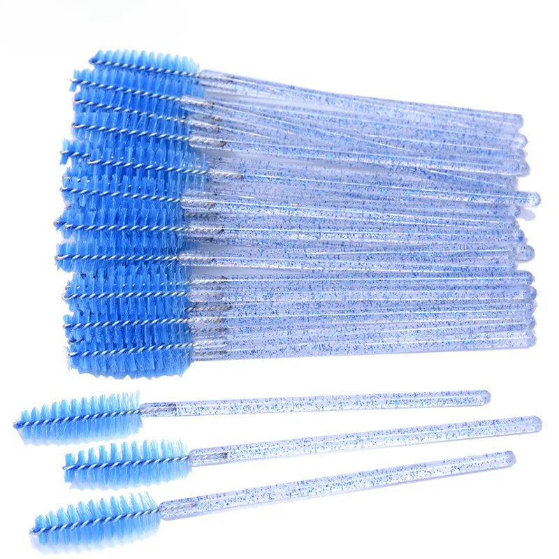CNKESS 50Pcs/Bottle Disposable Eyelash Extension Mascara Wand Glitter Micro Lash Brushes Spoolie With Container Case Wholesale
