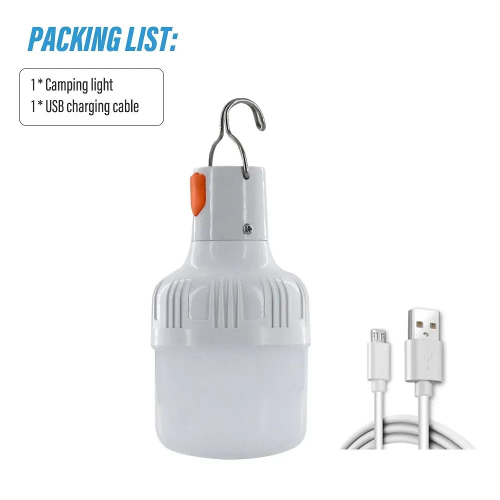 Portable Rechargeable LED Street Camping Light with Hook Dimmable Tent Lantern USB Charging Emergency Multifunctional LED Lamp