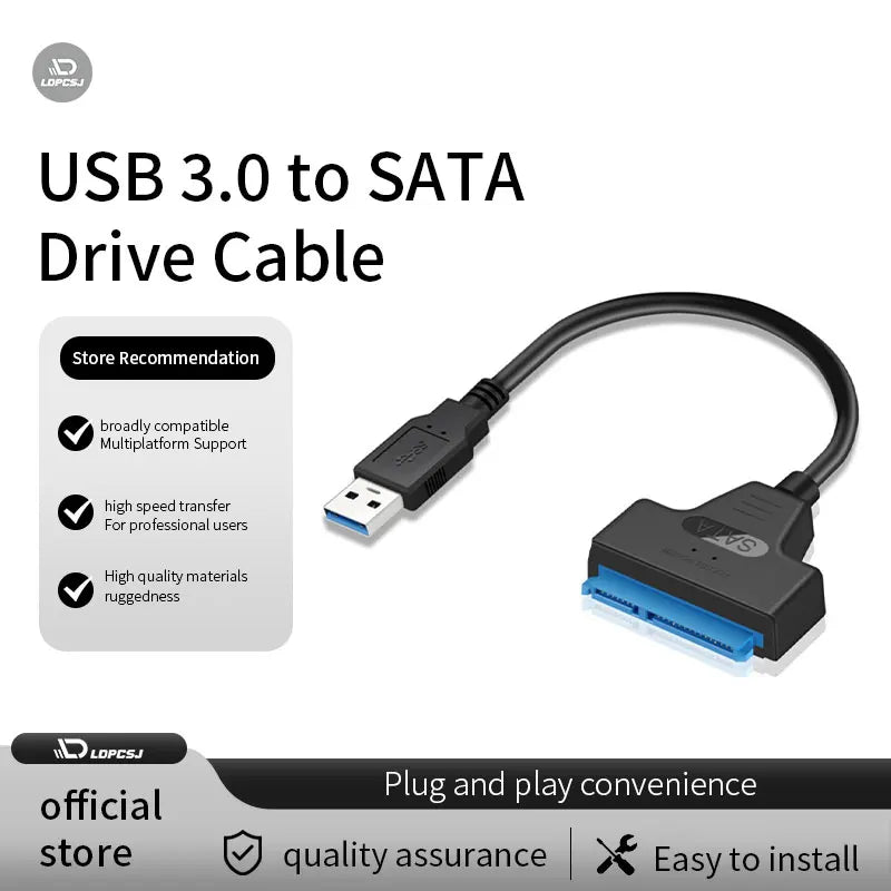 Sata To USB 3.0 Adapter Cable USB To SATA 3 Cable Support 22 Pin 2.5 Lnche External HDD SSD Hard Disk Computer Connector Fit