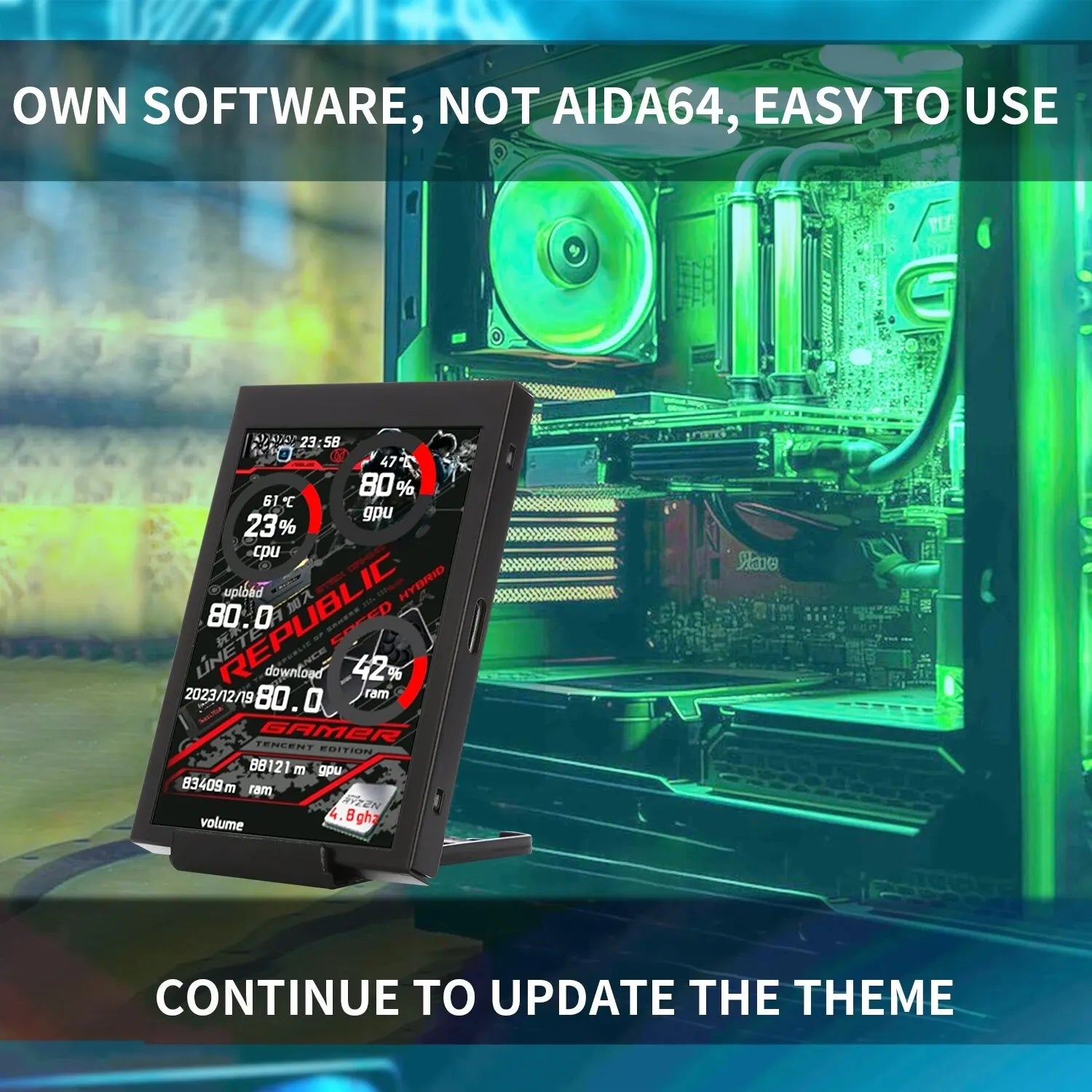 3.5 Inch IPS Type-C Screen 480*320 Secondary Screen CPU GPU RAM HDD USB Monitor Freely AIDA64 Mini Display