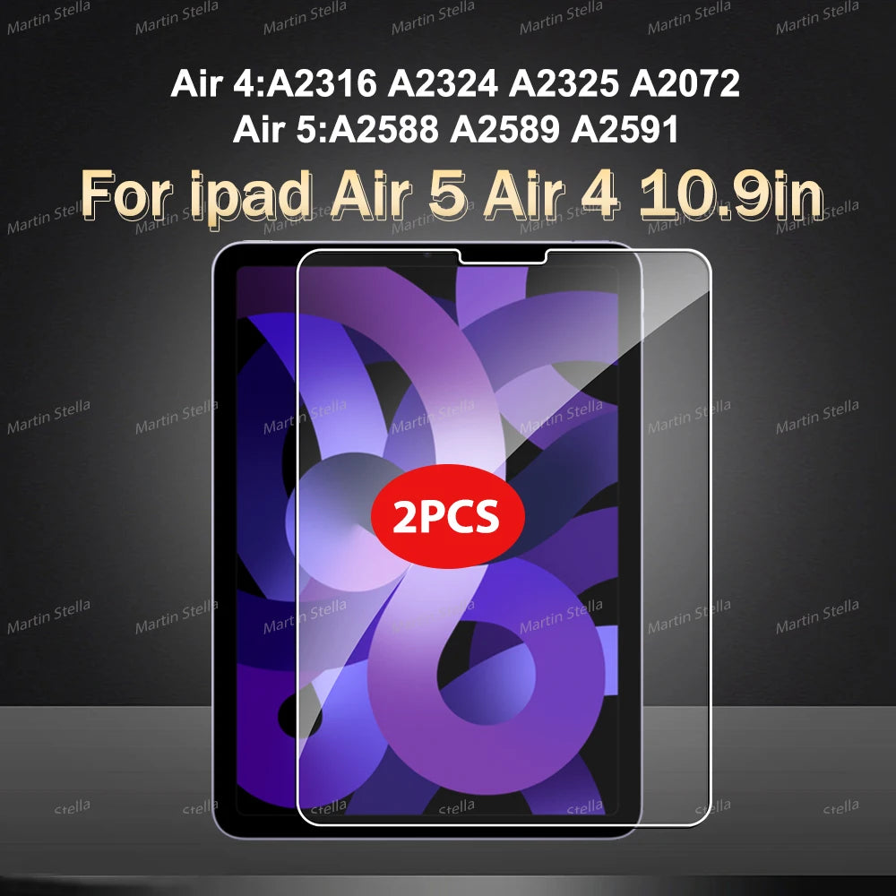 2Pcs Tempered Glass Screen Protector For iPad Pro 2024 Air M2 11 inch Pro 11 12.9 Air4 5 2022 2021 2018 HD 6th Scratch resistant