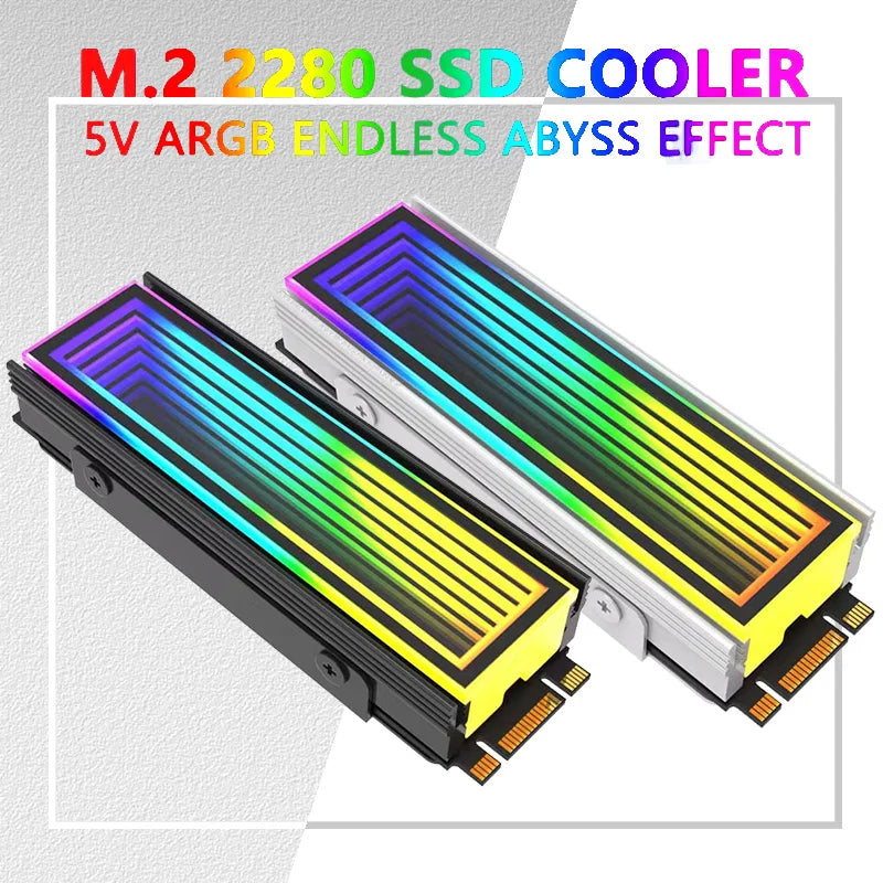 5V/3Pin ARGB AURA Sync Computer 2280 SSD M2 Radiator Aluminum PC RGB M.2 Nvme Cooler Heatsink Solid State Drive Heat Sink Cooler