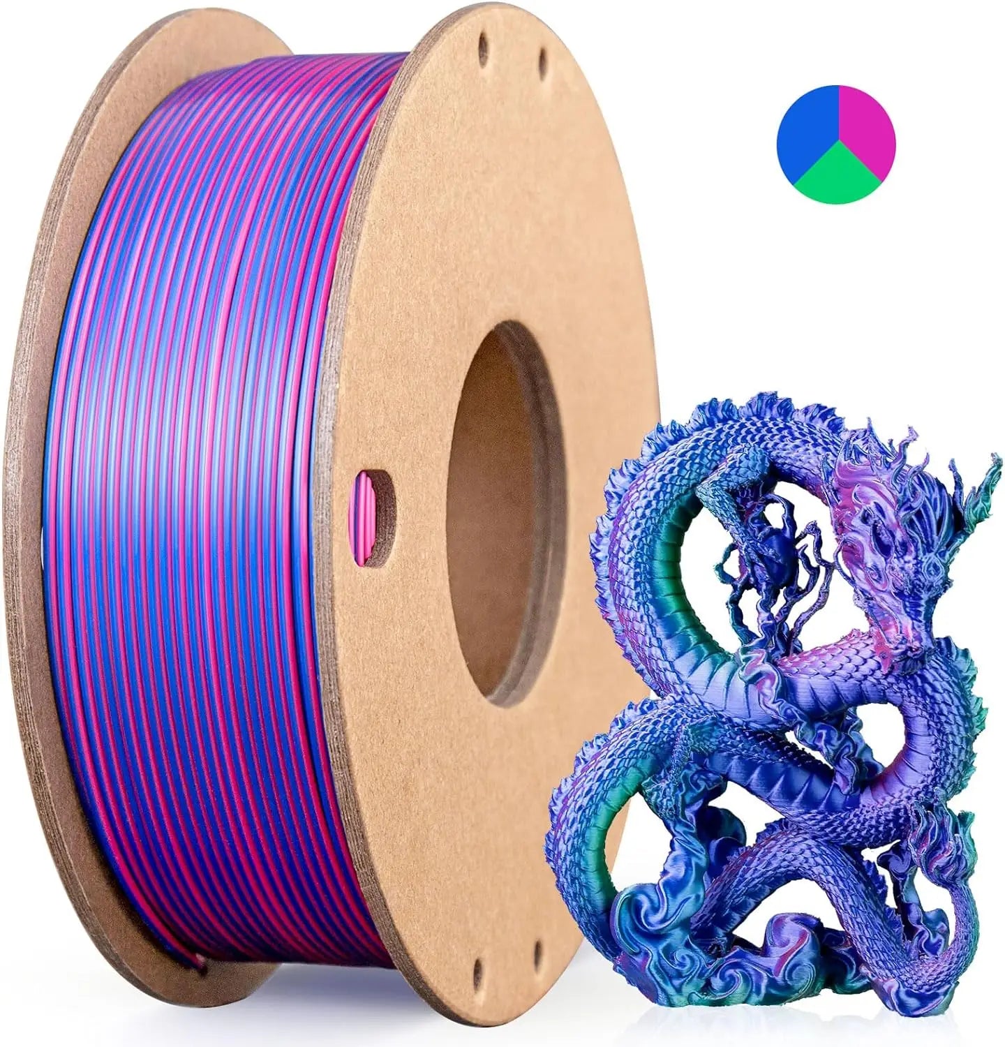 Multicolor 3D Printer Filament,Dual/Tri Color 1.75mm PLA Silk Shiny Printing Filament,250g(0.55lbs) Fit Most FDM 3D Printer