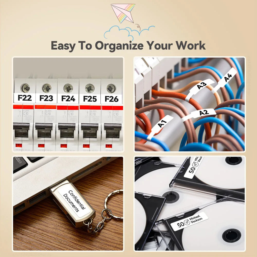 Marklife P12 Portable Mini Printer Auto Cut Labeling Machine Wireless Bluetooth Label Maker Similar As D11 D110 D101 Home/Office