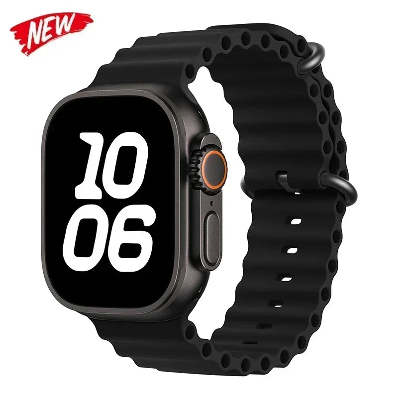 Silicone Ocean band for Apple Watch straps 45mm 46mm 40mm Ultra 2 49mm 44mm 41mm 38-42mm sport bracelet series 10 9 8 7 6 5 4 SE