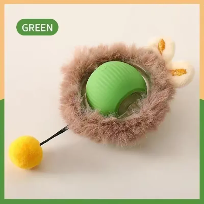 Cat Interactive ball Toy, Automatic Rolling Ball with Tail, Rechargeable Smart Pet Interactive Toy, Intelligent toy for Cat