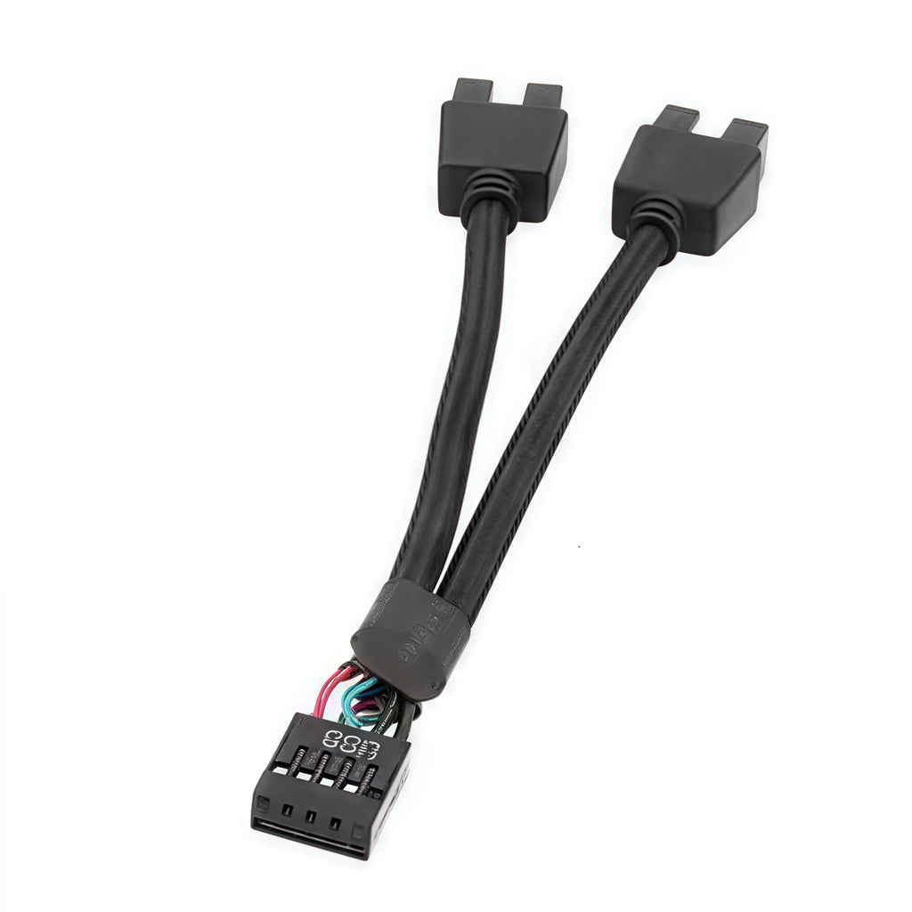 12cm 9-Pin USB 2.0 Y Splitter Cable - Female to Dual Male Motherboard Extension for PC Front Panel Audio & HD