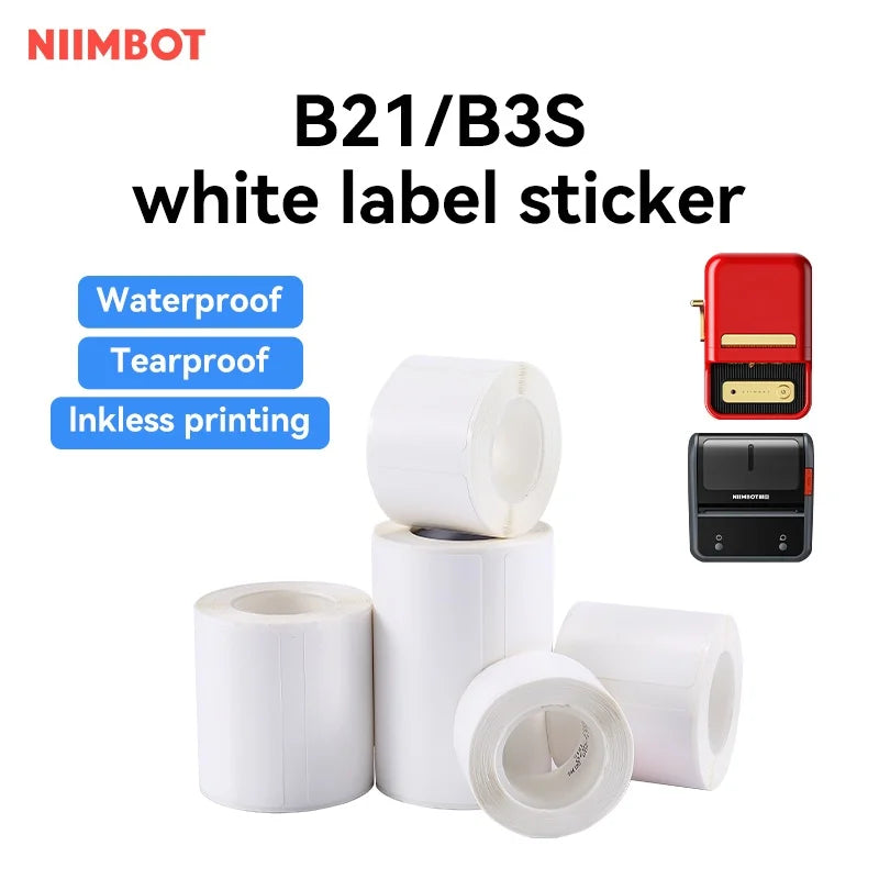 NIIMBOT B21/B1/B3S Full white series Thermal Label Sticker Paper Printable 20-50mm