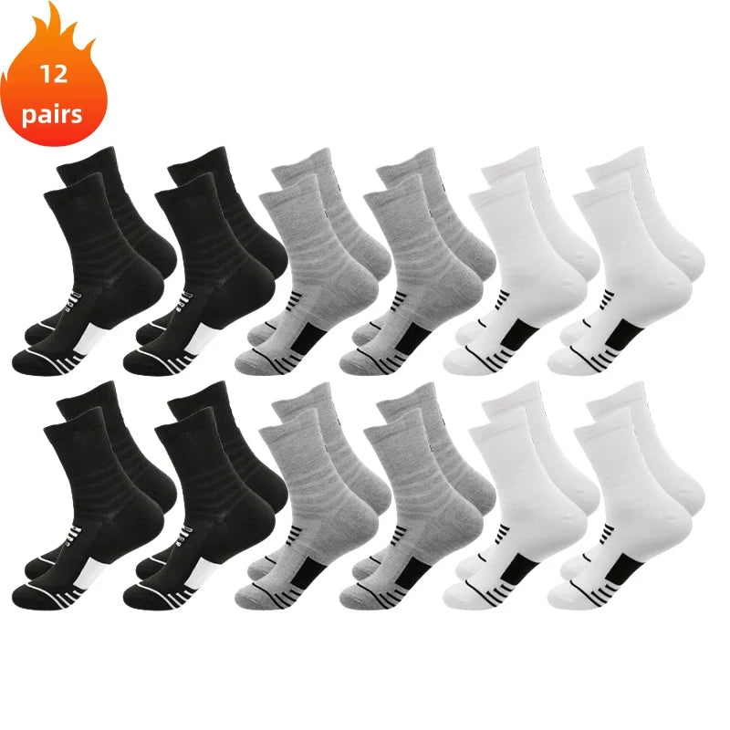 3 Pairs Men's Comfort Fit Cushion Performance Athletic Crew Socks For Outdoor Sports