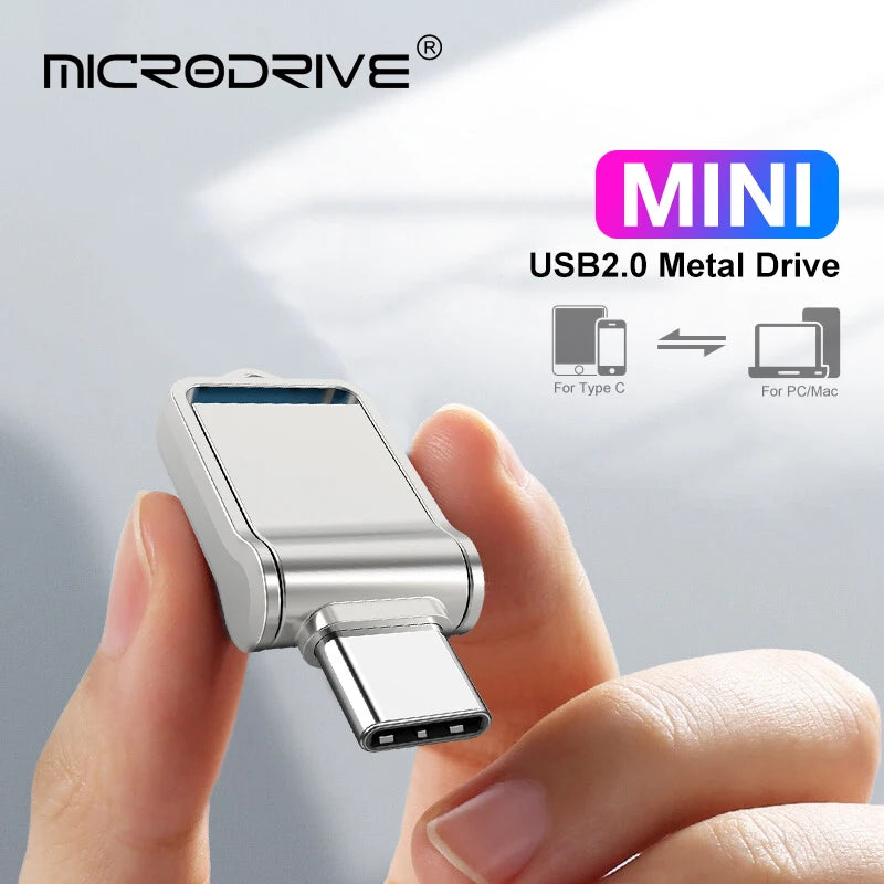 OTG Type C Pen Drive Mini Metal Usb Memory Stick 32GB usb flash card 128GB type-C Pendrive for smartphone Huawei