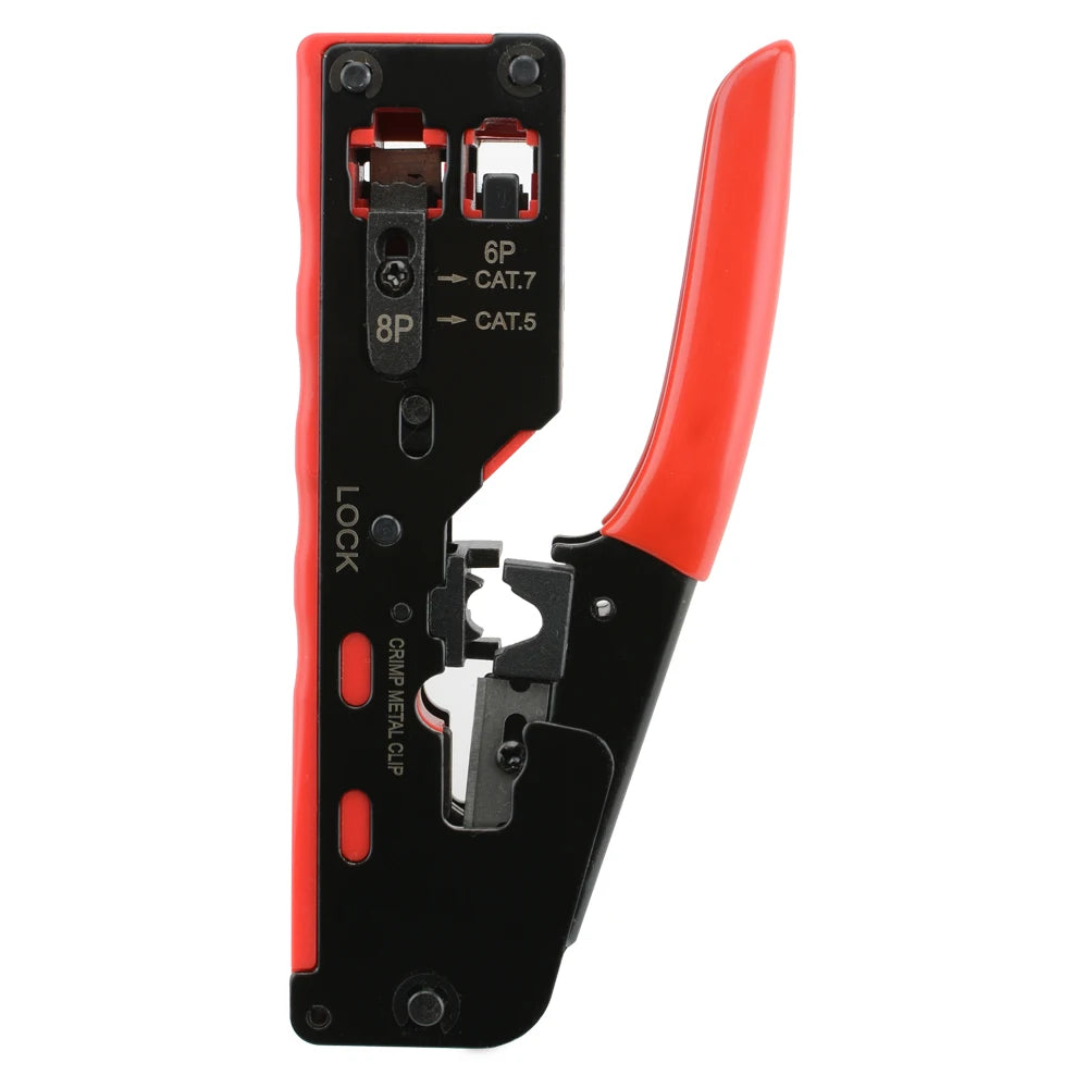 Cat7 RJ45 Crimp Tool compatible for Cat7/6a/6/5e Ethernet Cable with Cut/Strip Multi-function crimper With Spare blades